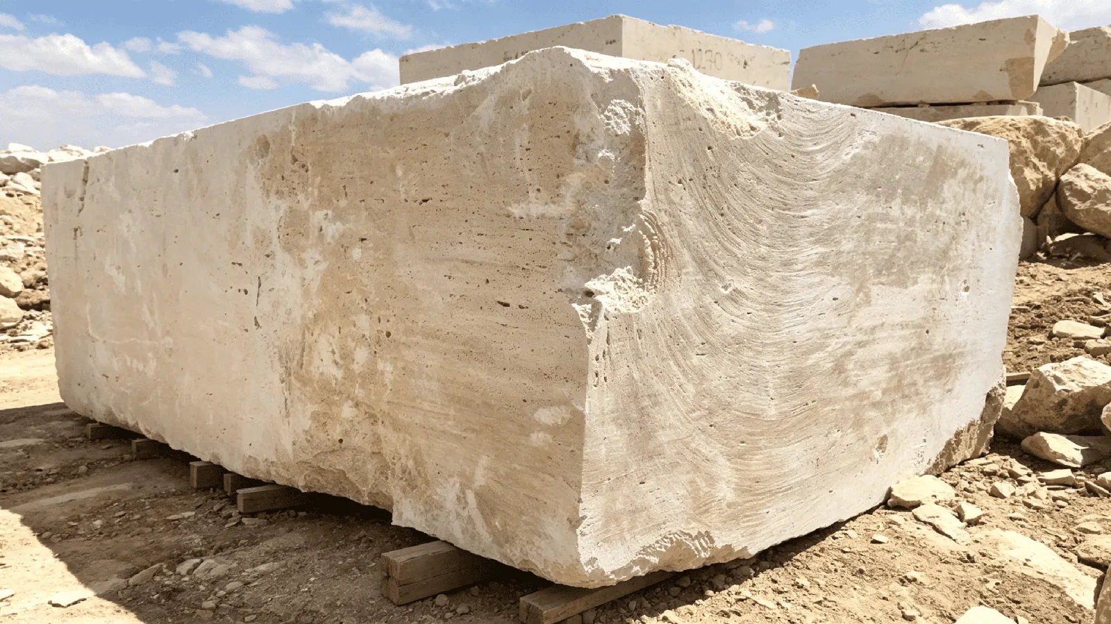 Beige Natural Travertine Blocks  For Interior wall and Flooring