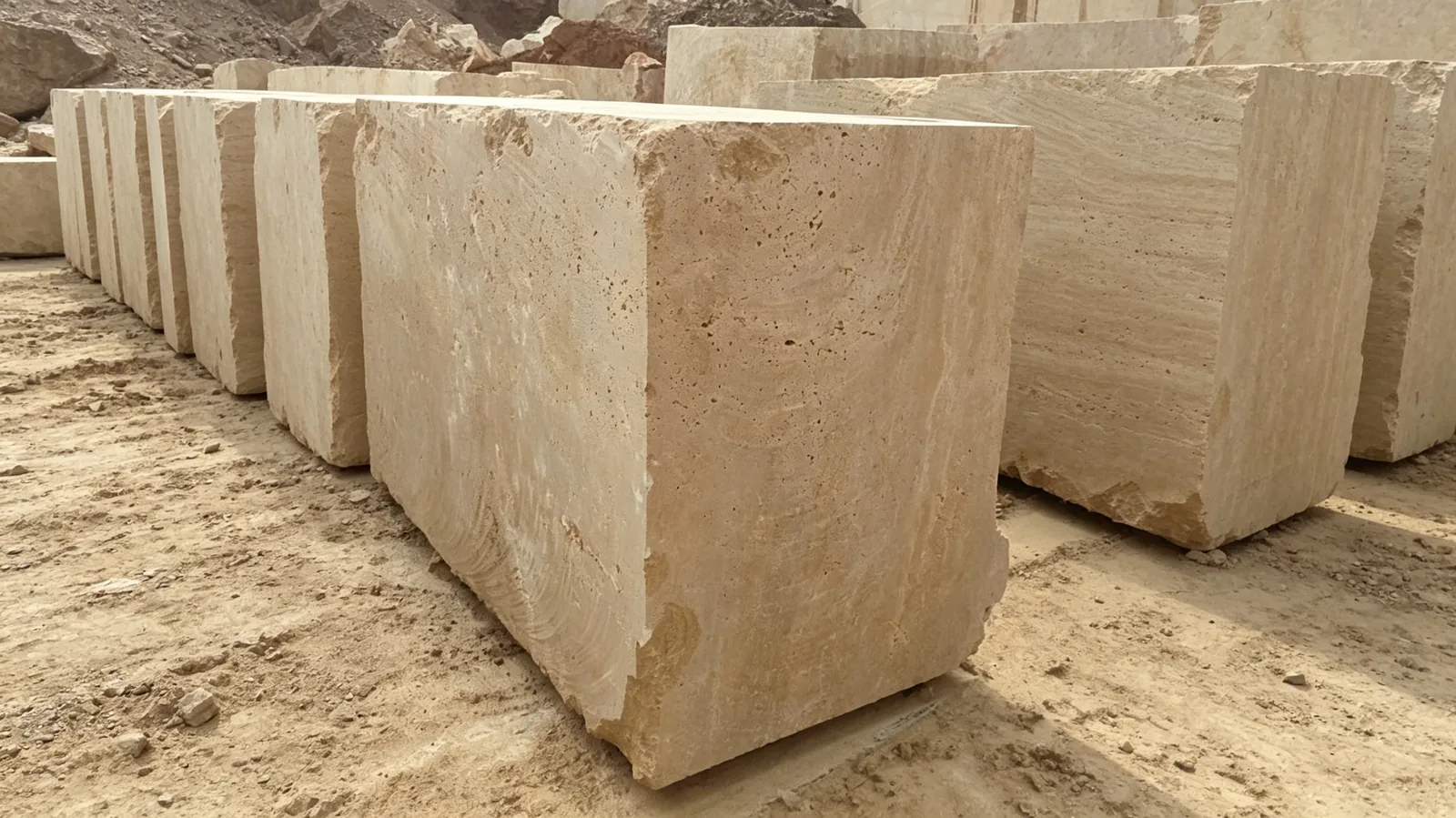 Natural Beige Classic Travertine Blocks For Flooring and Wall thumbnail 3