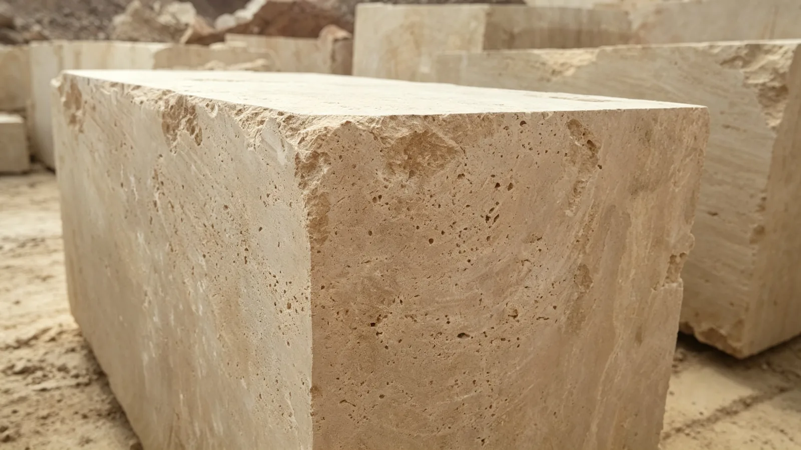 Natural Beige Classic Travertine Blocks For Flooring and Wall thumbnail 4