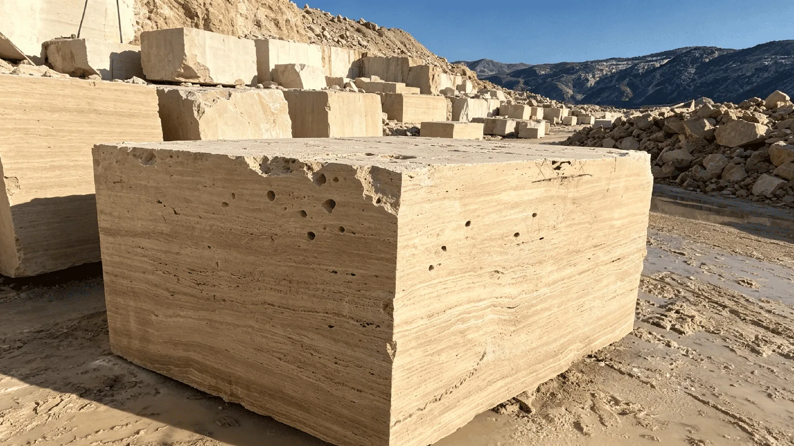 Classic Beige Travertine Blocks For Flooring and Wall thumbnail 1