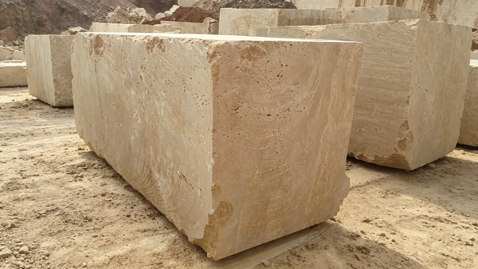 Natural Beige Classic Travertine Blocks For Flooring and Wall