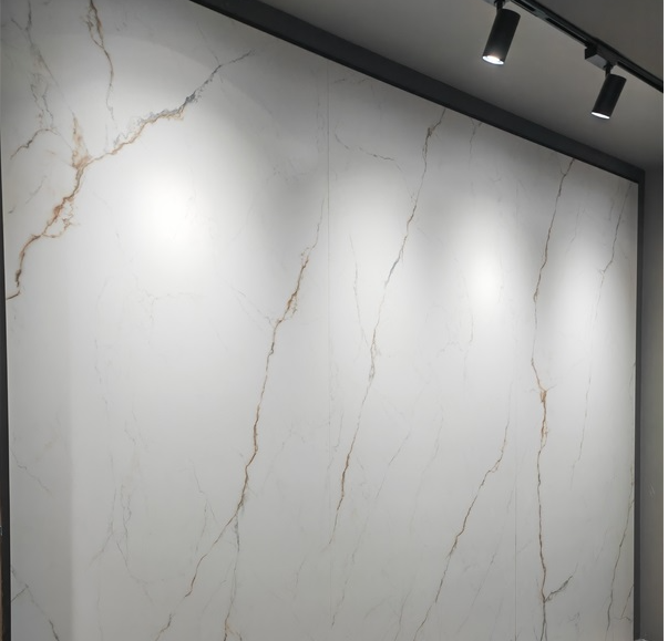 White Artificial Sintered Stone Slabs For Countertops or Wall panels thumbnail 2