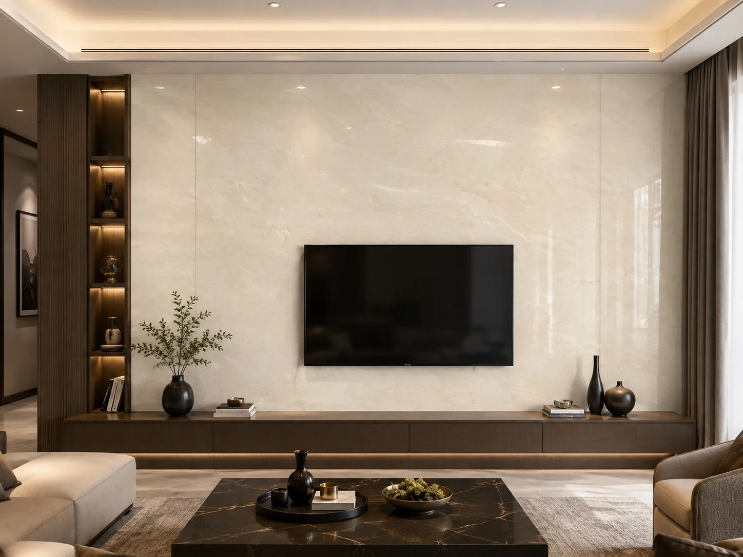 Spanish Crema Marfil Marble beige slabs for wall cladding thumbnail 4