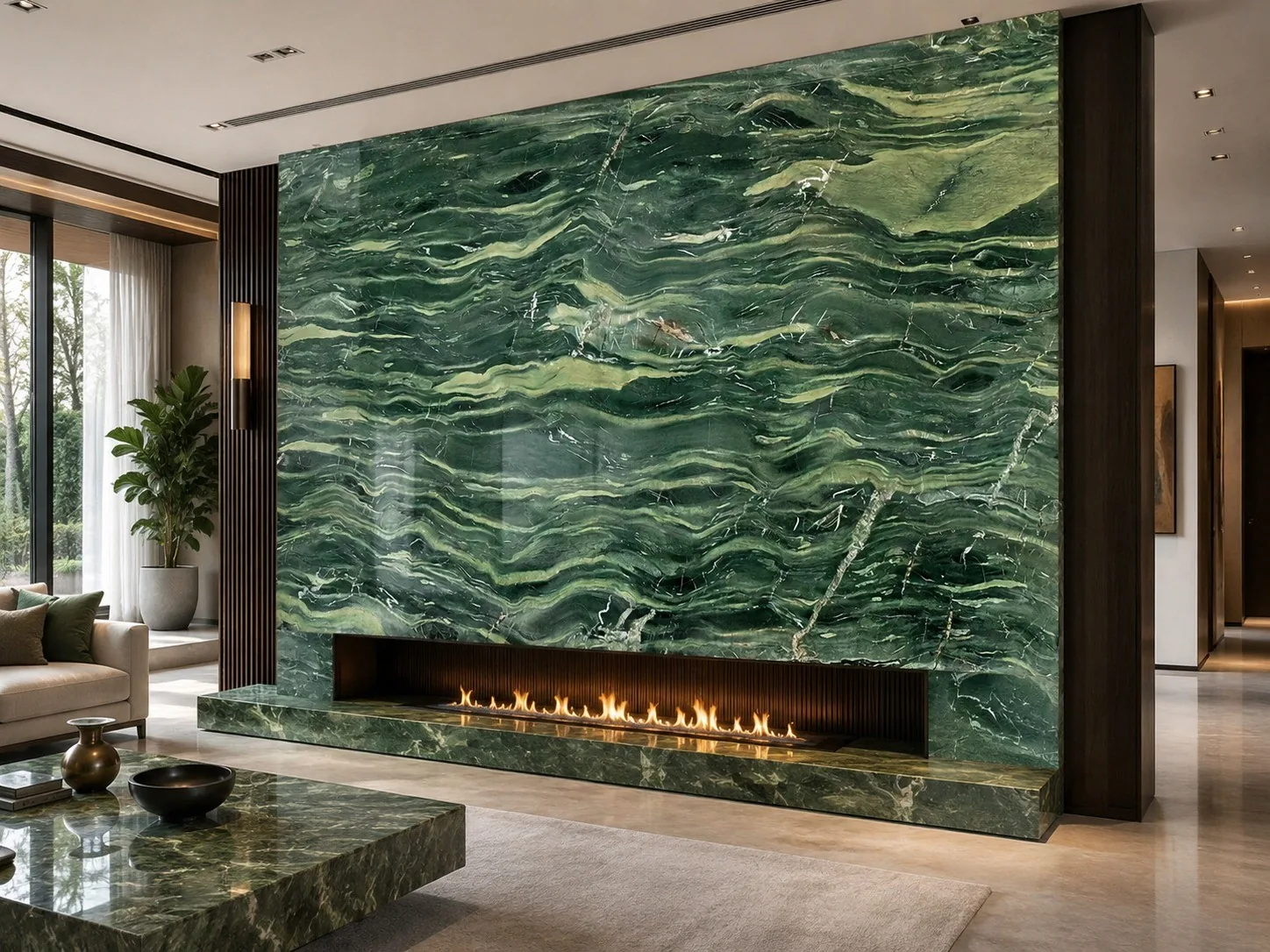 Golden Silk Nanmu Green Marble Slabs Countertops for Kitchen thumbnail 2