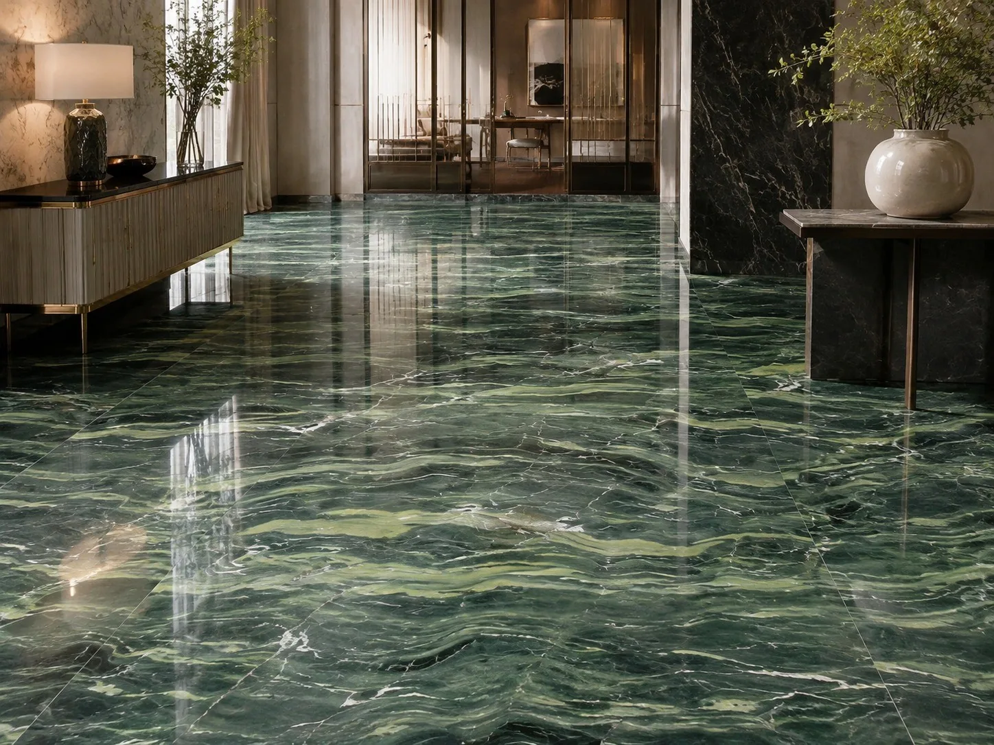 Golden Silk Nanmu Green Marble Slabs Countertops for Kitchen thumbnail 3
