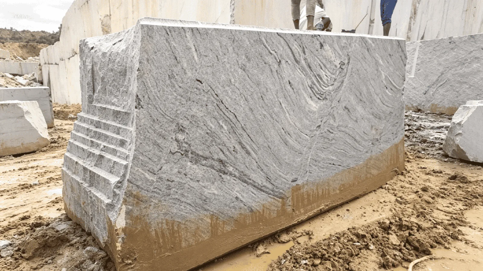 Viscont Semi White Rough Granite Blocks For Dining Tops