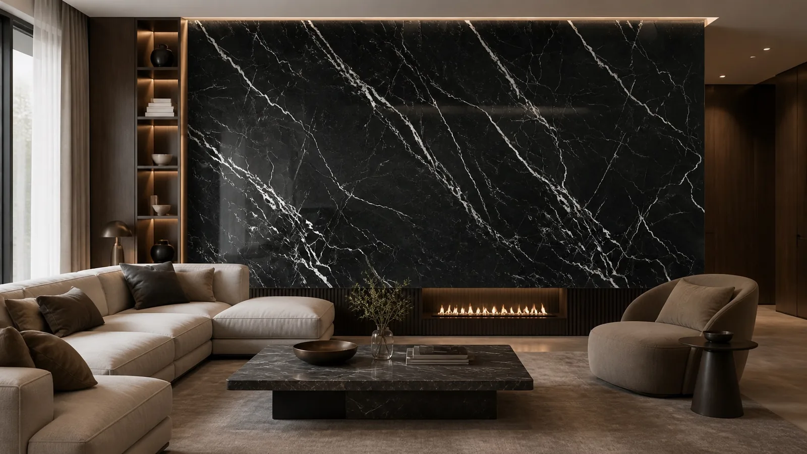Black Forest Sintered Stone Slab for Feature Wall Cladding thumbnail 4