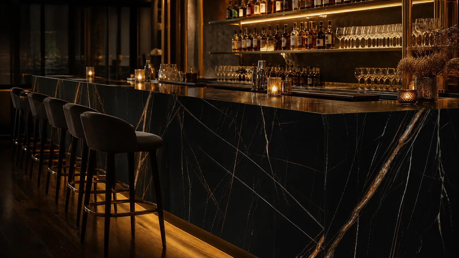 Black Gold Stone Sintered Stone Slab for Bar Countertops thumbnail 4