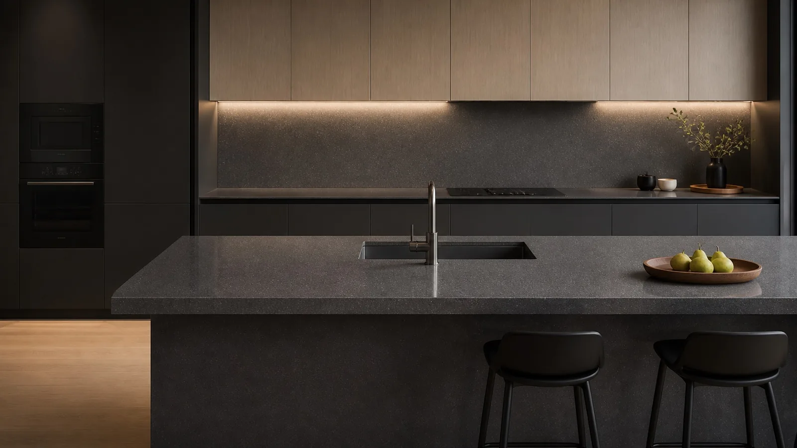 Black Radiant Rock Sintered Stone Slab for Kitchen Countertop thumbnail 4