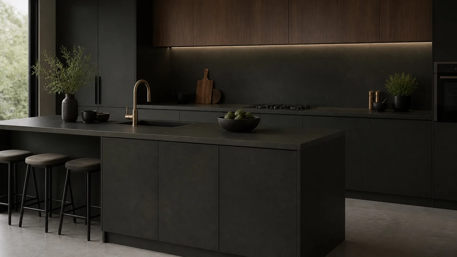 Black Obsidian Sintered Stone Slab for Kitchen Countertop thumbnail 4