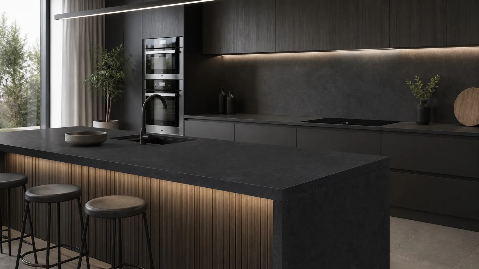 Black Finland 2400x1200 Sintered Stone Slab for Kitchen Countertop thumbnail 4