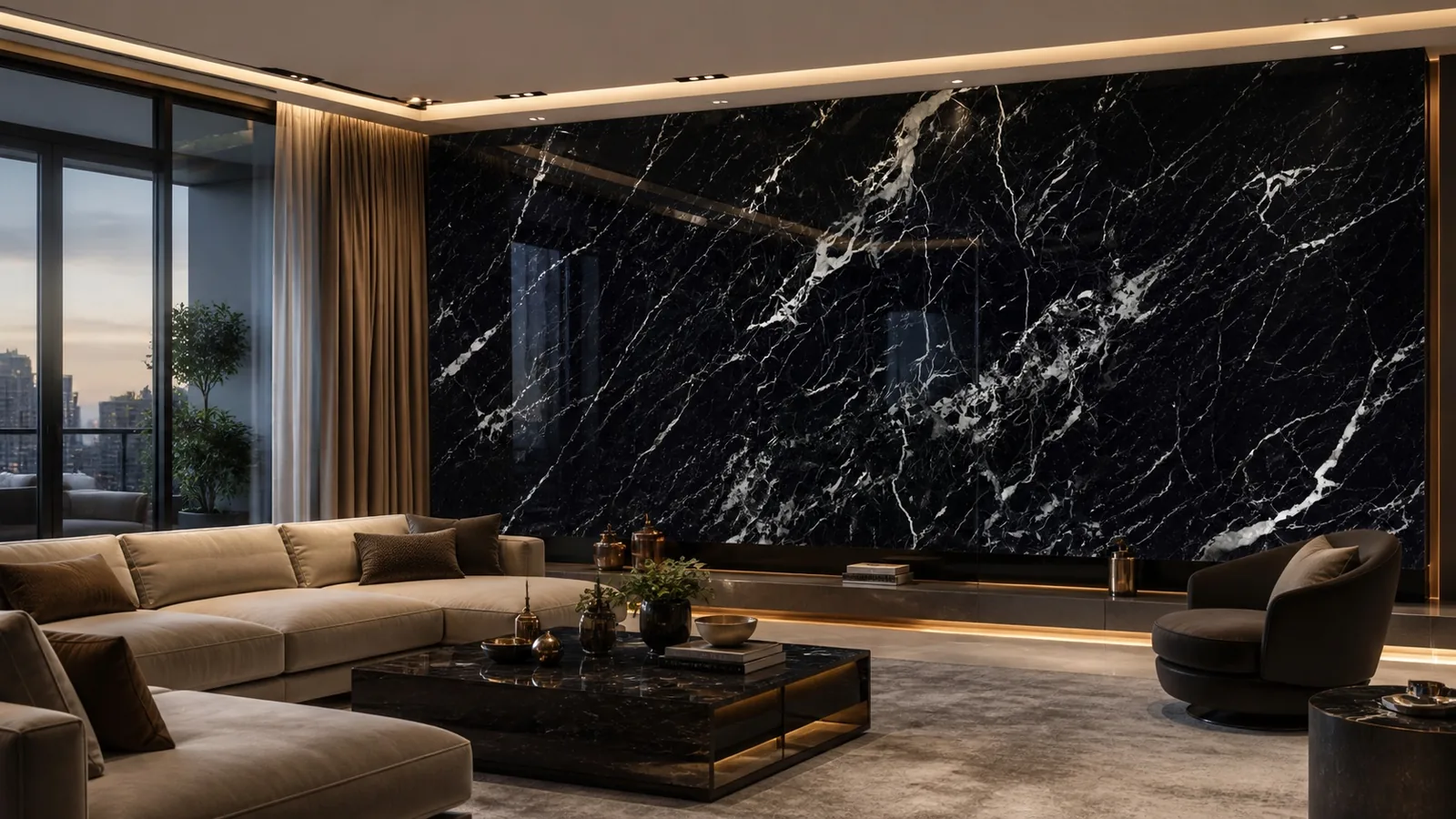 Black Gallia Sintered Stone Slab for Feature Wall Cladding thumbnail 4