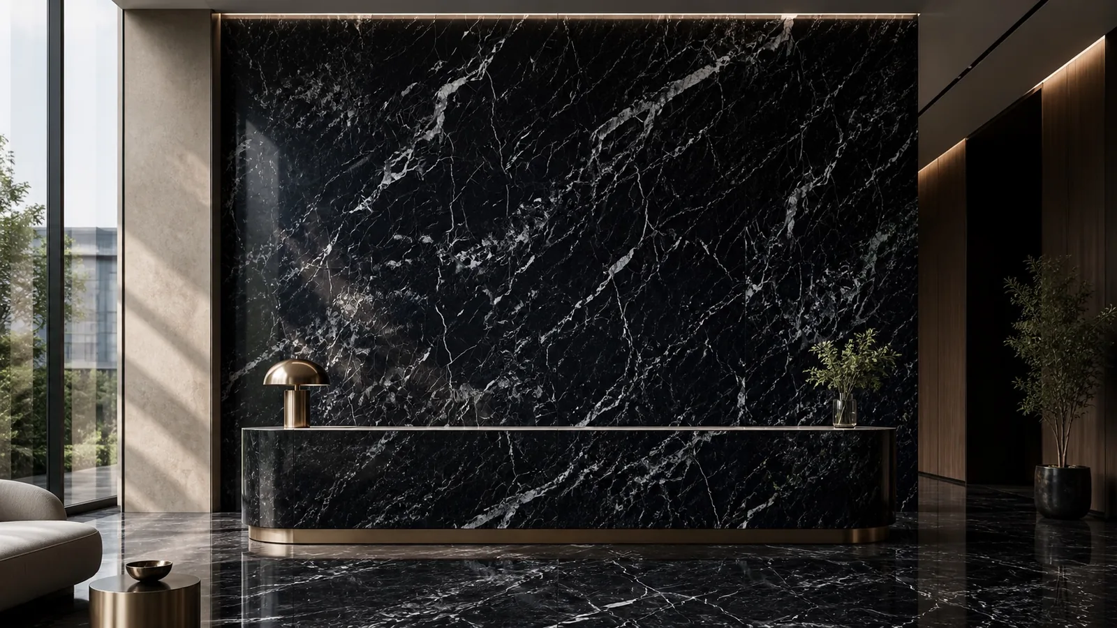 Black Gallia Sintered Stone Slab for Feature Wall Cladding thumbnail 5
