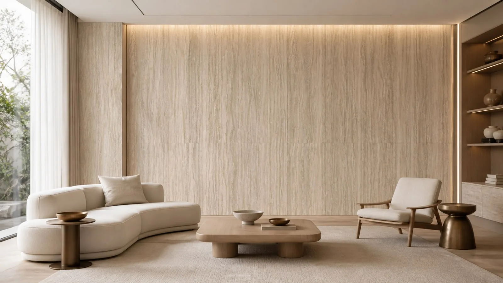 Ivory Beige Ivory Travertine Sintered Stone Slab for Feature Wall thumbnail 4