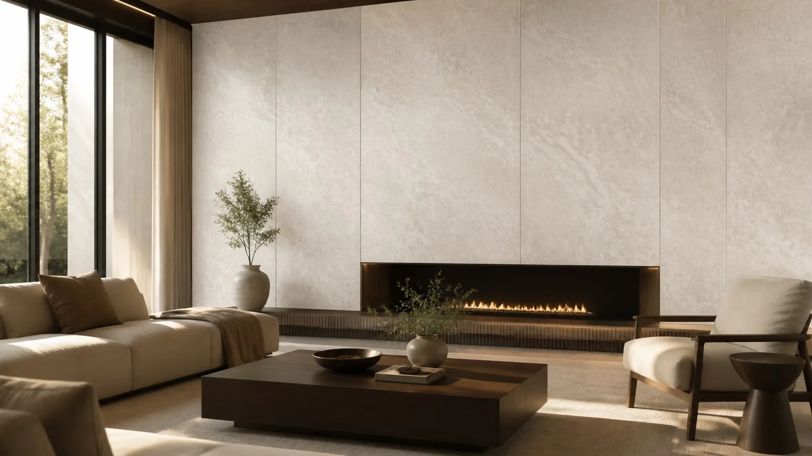 Cream Beige Iranian Travertine Sintered Stone Slab for Bathroom Wall thumbnail 5