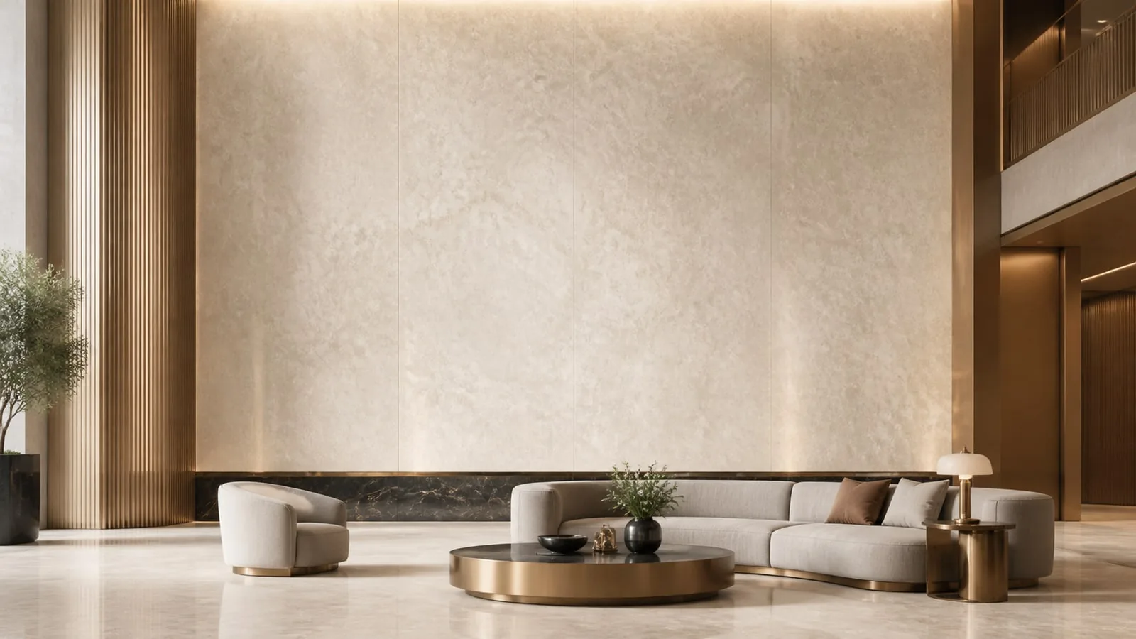 Warm Beige Dream Gilded Sintered Stone Slab for Hotel Feature Wall thumbnail 4