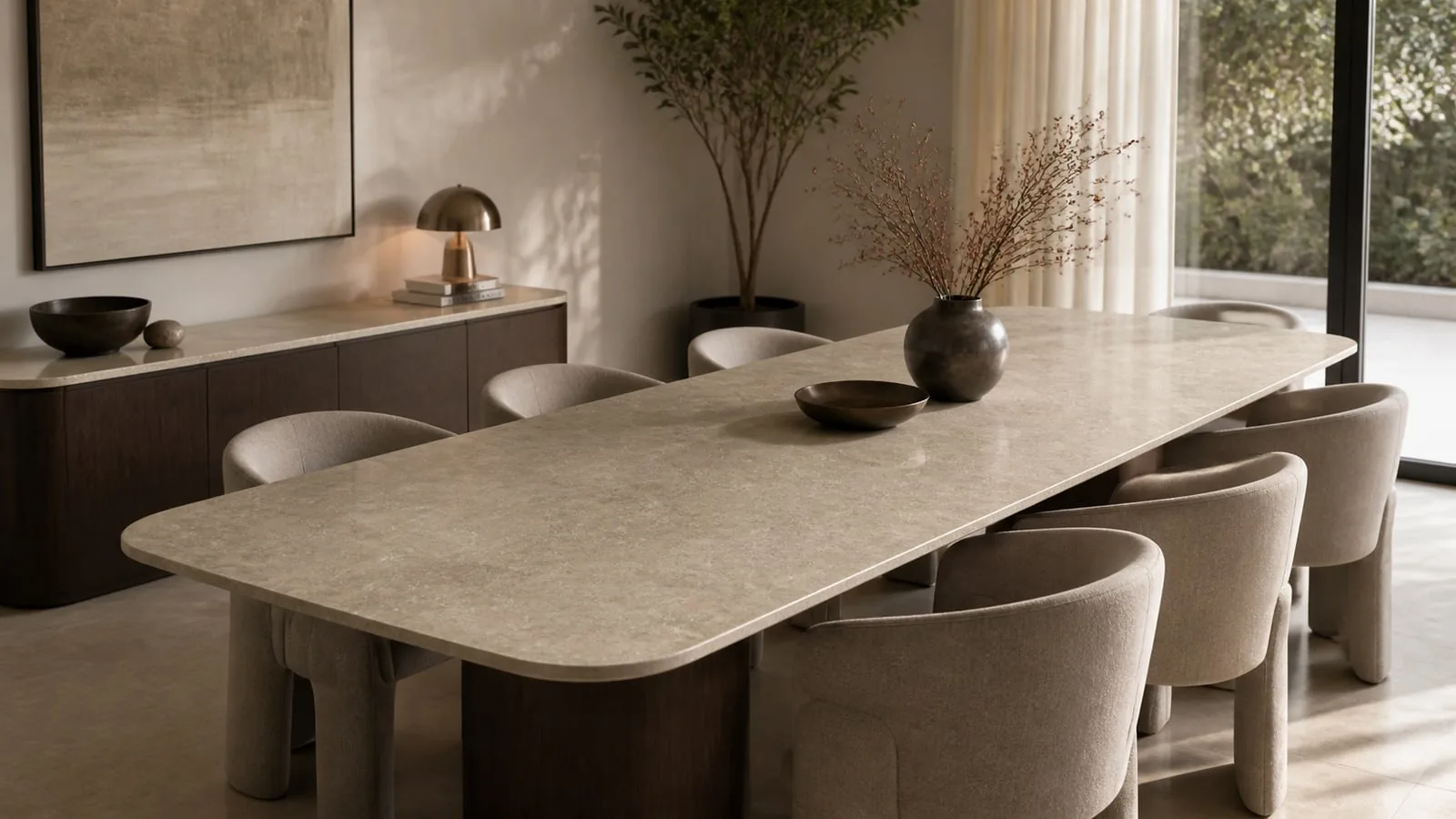 Brown Beige Pass Stone Sintered Stone Slab for Reception Counter thumbnail 5