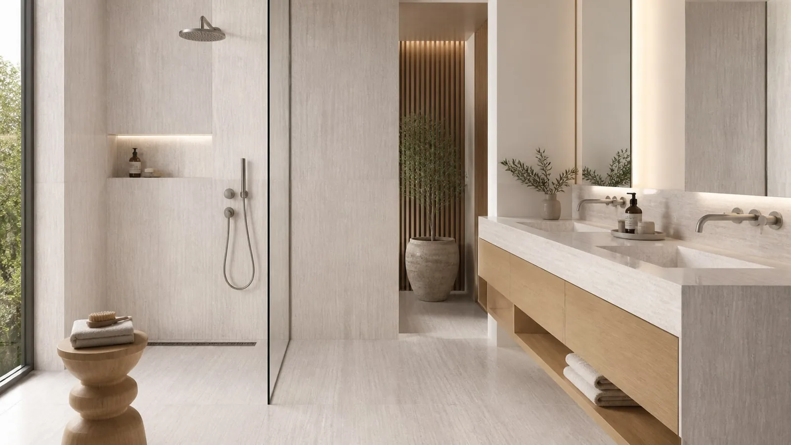 Ivory Beige Limestone Travertine Sintered Stone Slab for Bathroom Wall thumbnail 4