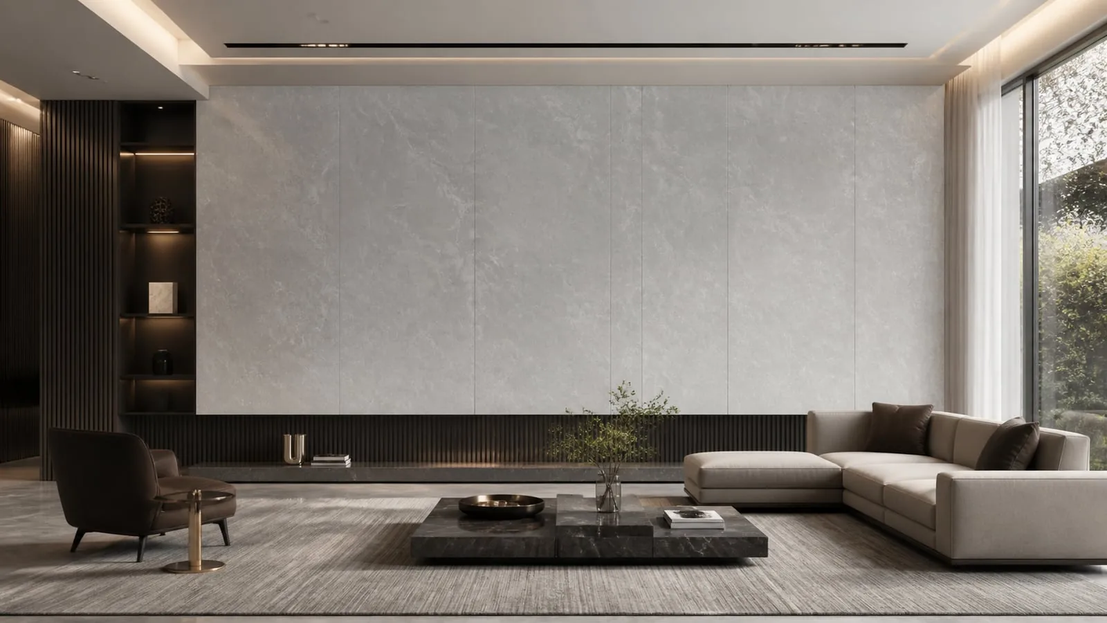 Grey Iranian Travertine Sintered Stone Slab for Feature Walls thumbnail 4