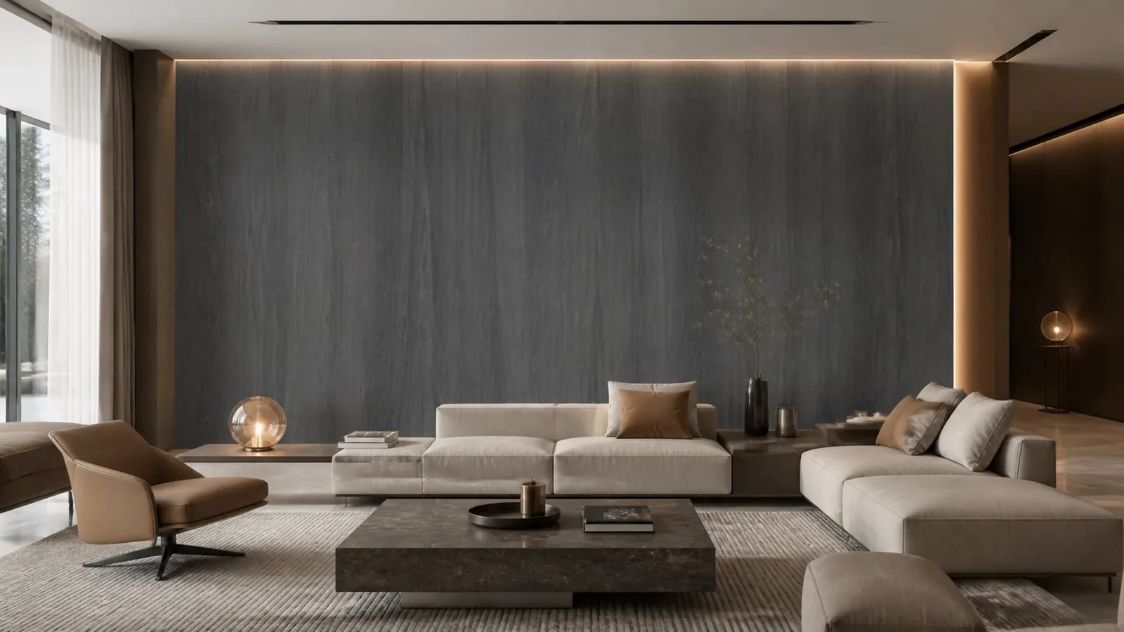 Dark Grey Raw Stone Sintered Stone Slab for Feature Walls thumbnail 4