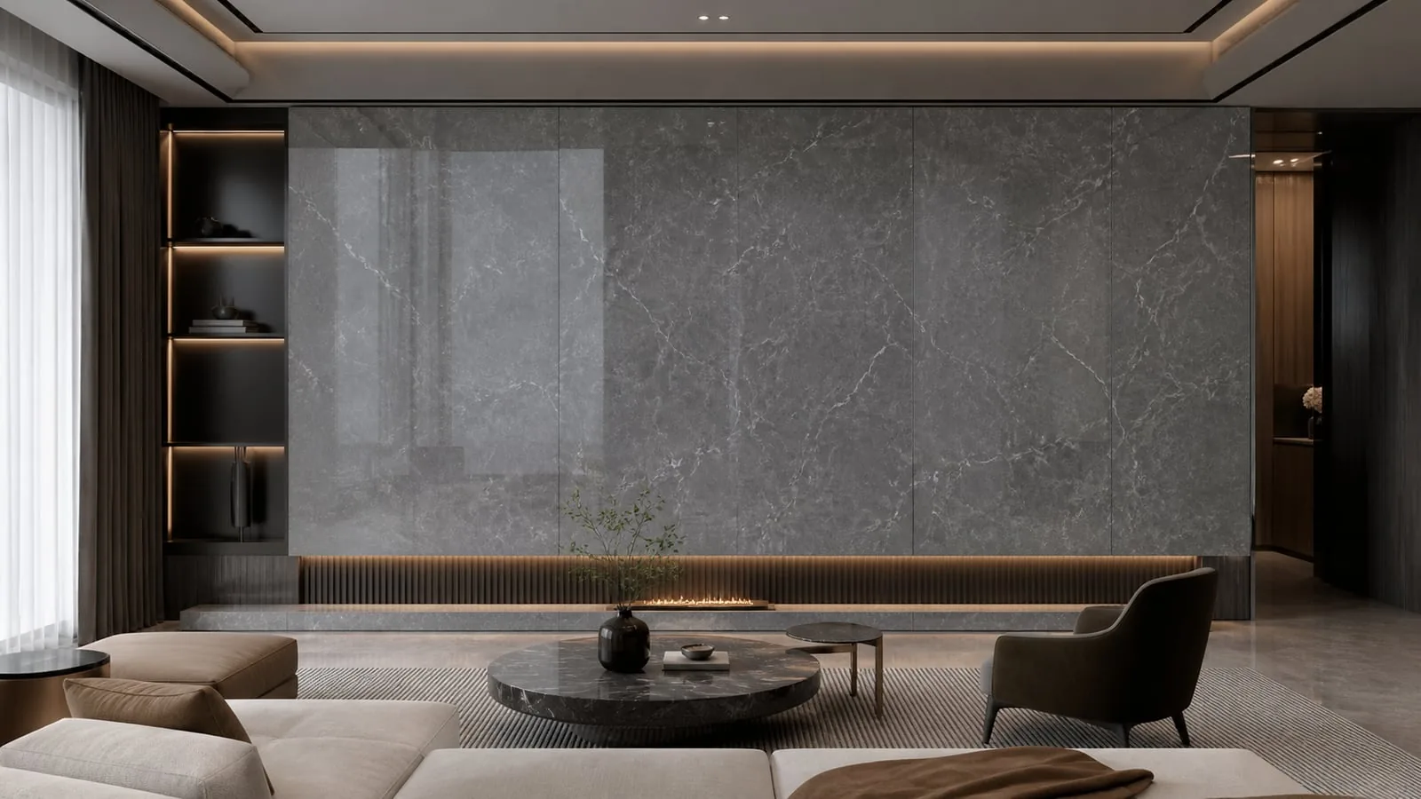 Dark Grey Capri Sintered Stone Slab for Feature Walls thumbnail 4