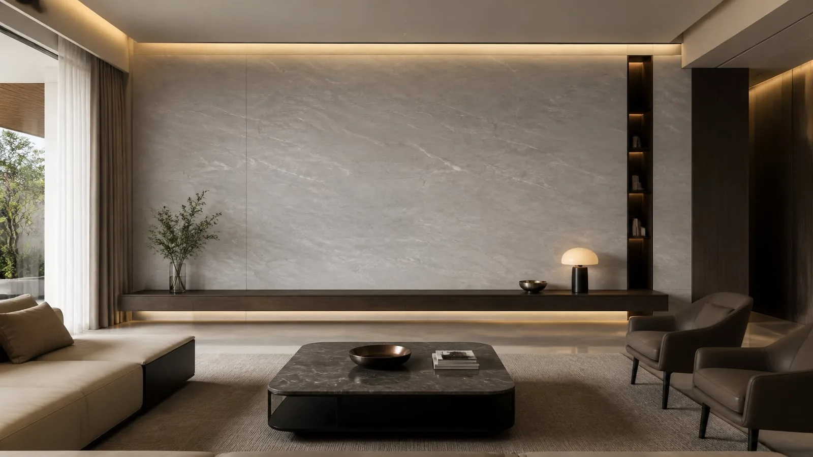 Greige Lisbon Sintered Stone Slab for Feature Walls thumbnail 4