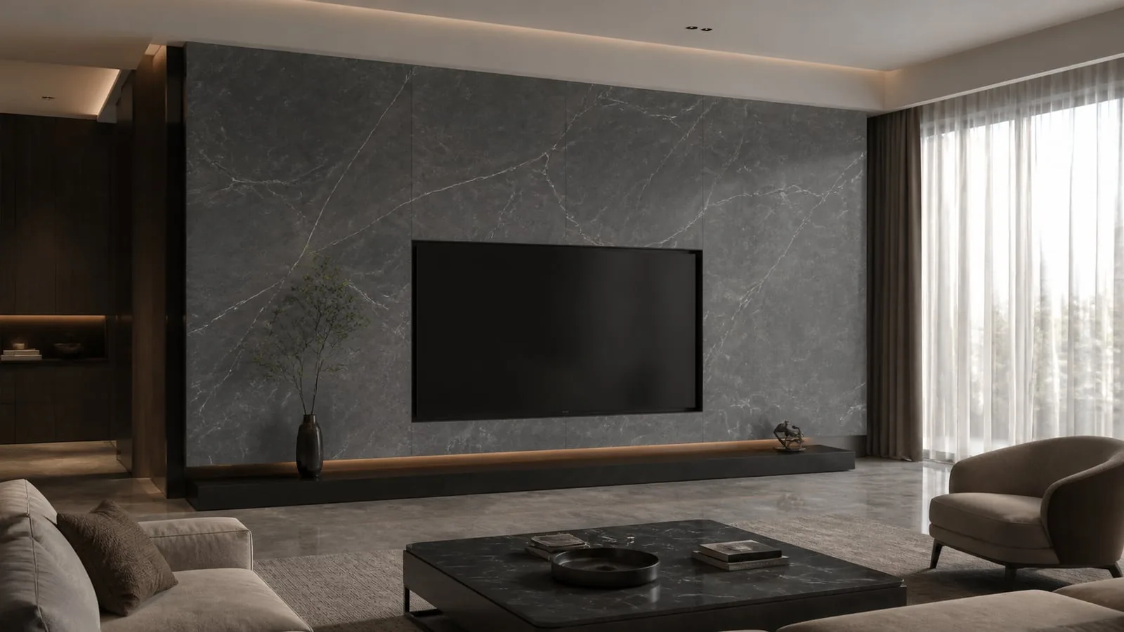 Dark Grey Armani Stone-Gloss Sintered Stone Slab for Feature Walls thumbnail 4