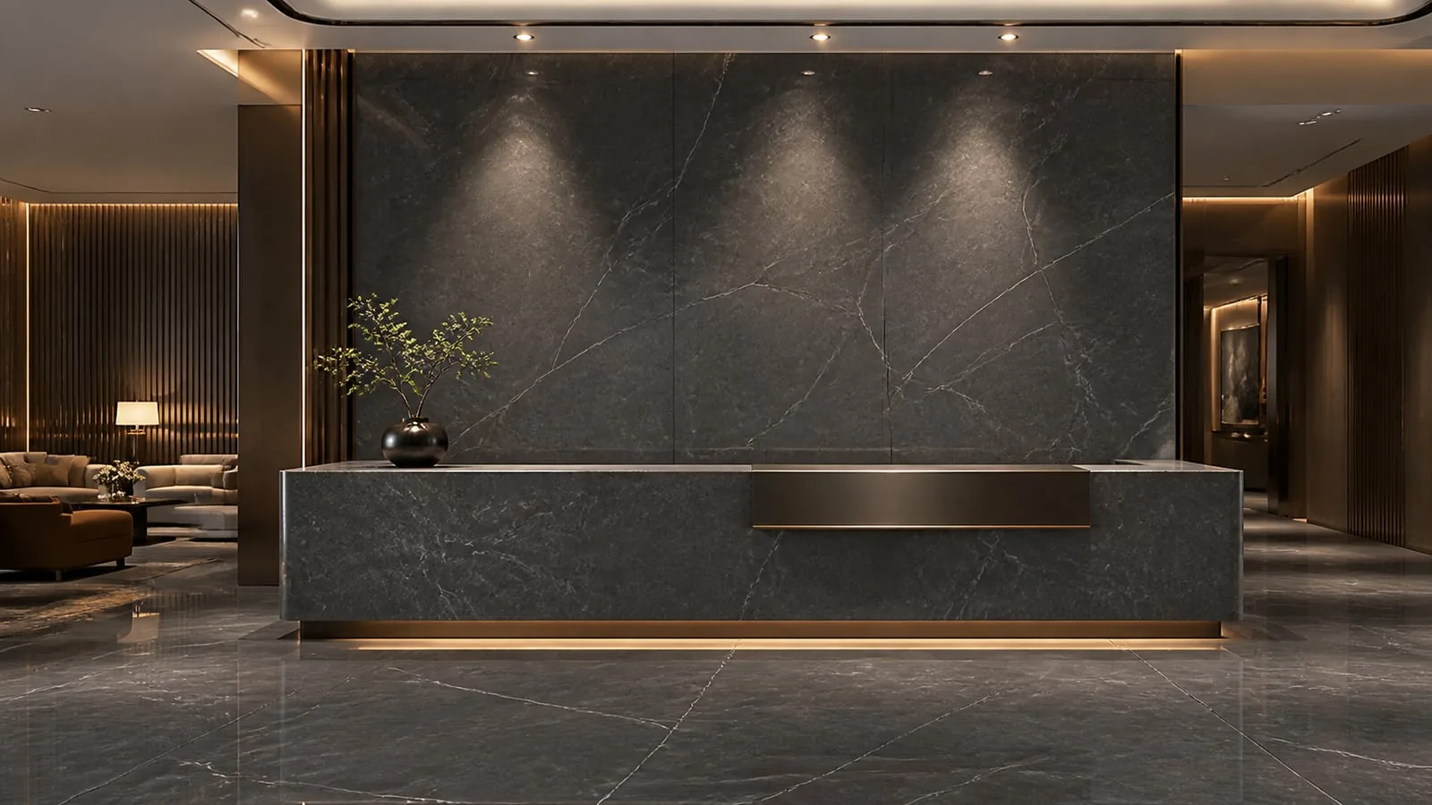 Dark Grey Armani Stone-Gloss Sintered Stone Slab for Feature Walls thumbnail 5