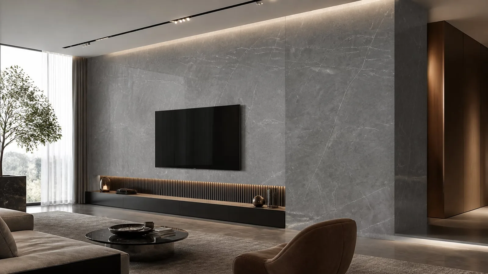 Mid Grey Armani Sintered Stone Slab for Feature Walls thumbnail 4