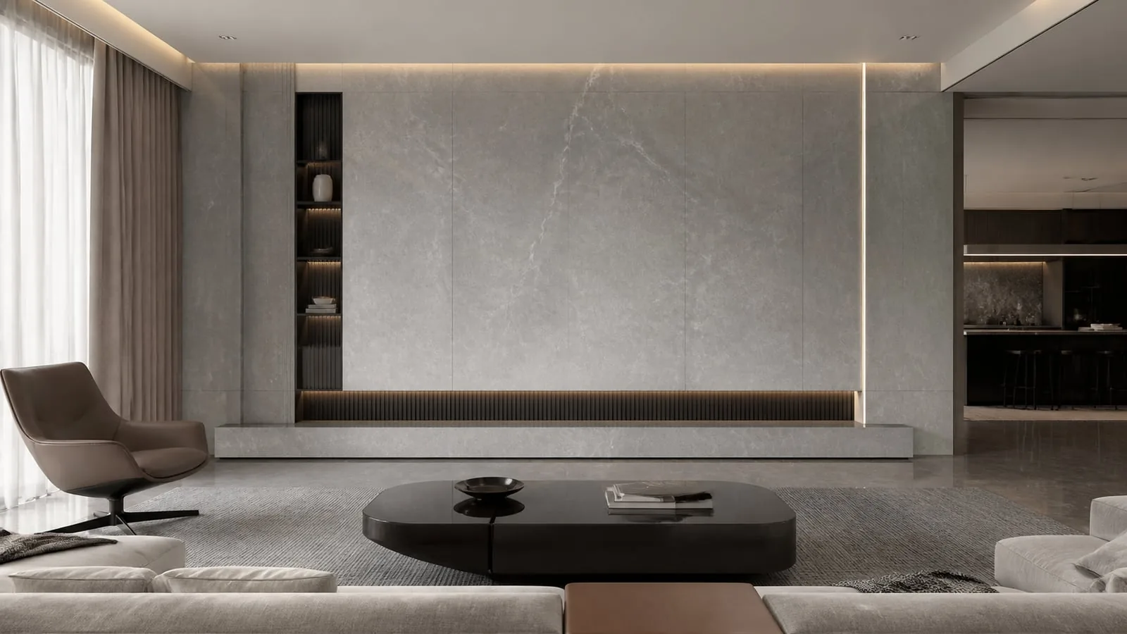 Grey Dusk Cloud Sintered Stone Slab for Feature Walls thumbnail 4