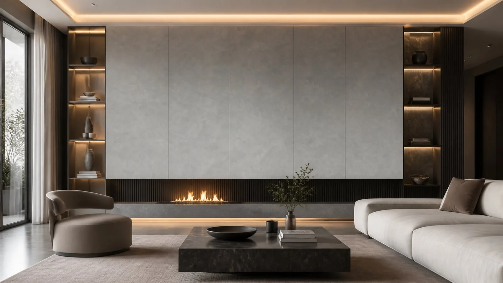 Grey Fair-Face Concrete Sintered Stone Slab for Feature Walls thumbnail 4
