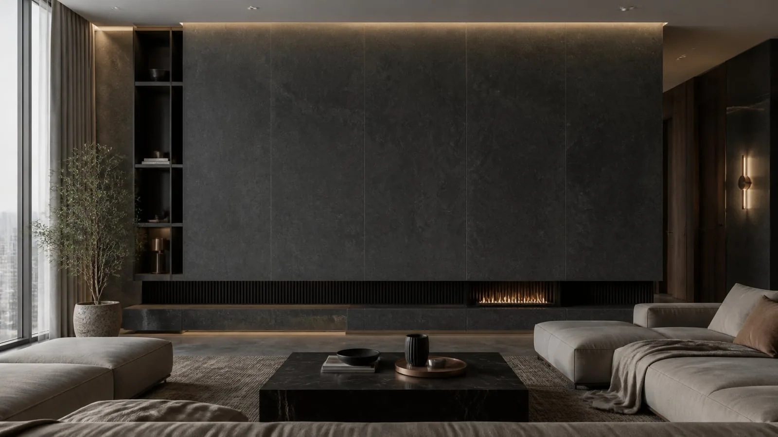 Dark Grey Polante Stone 2700x1200 Sintered Stone Slab for Feature Walls thumbnail 4