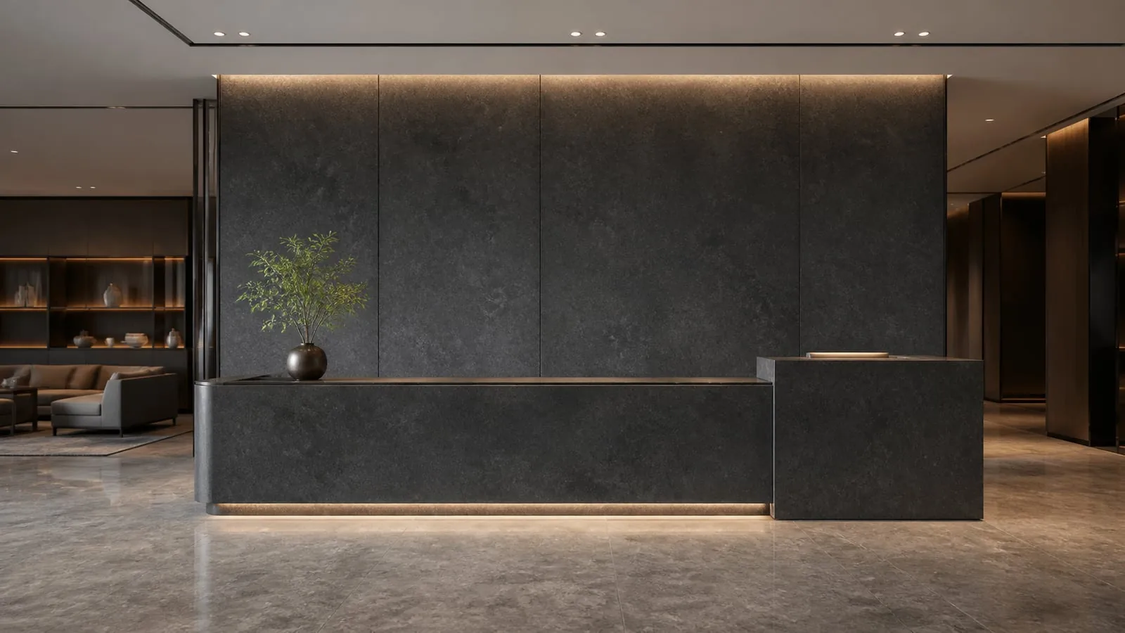 Dark Grey Polante Stone 2700x1200 Sintered Stone Slab for Feature Walls thumbnail 5