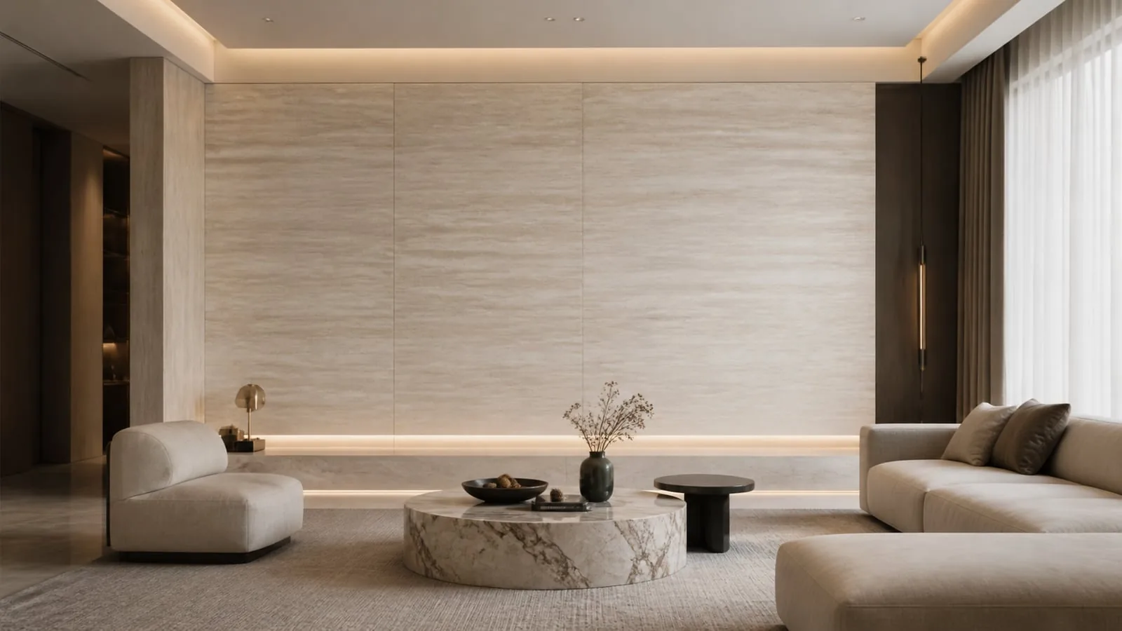 Ivory Limestone Travertine Sintered Stone Slab for Feature Walls thumbnail 4