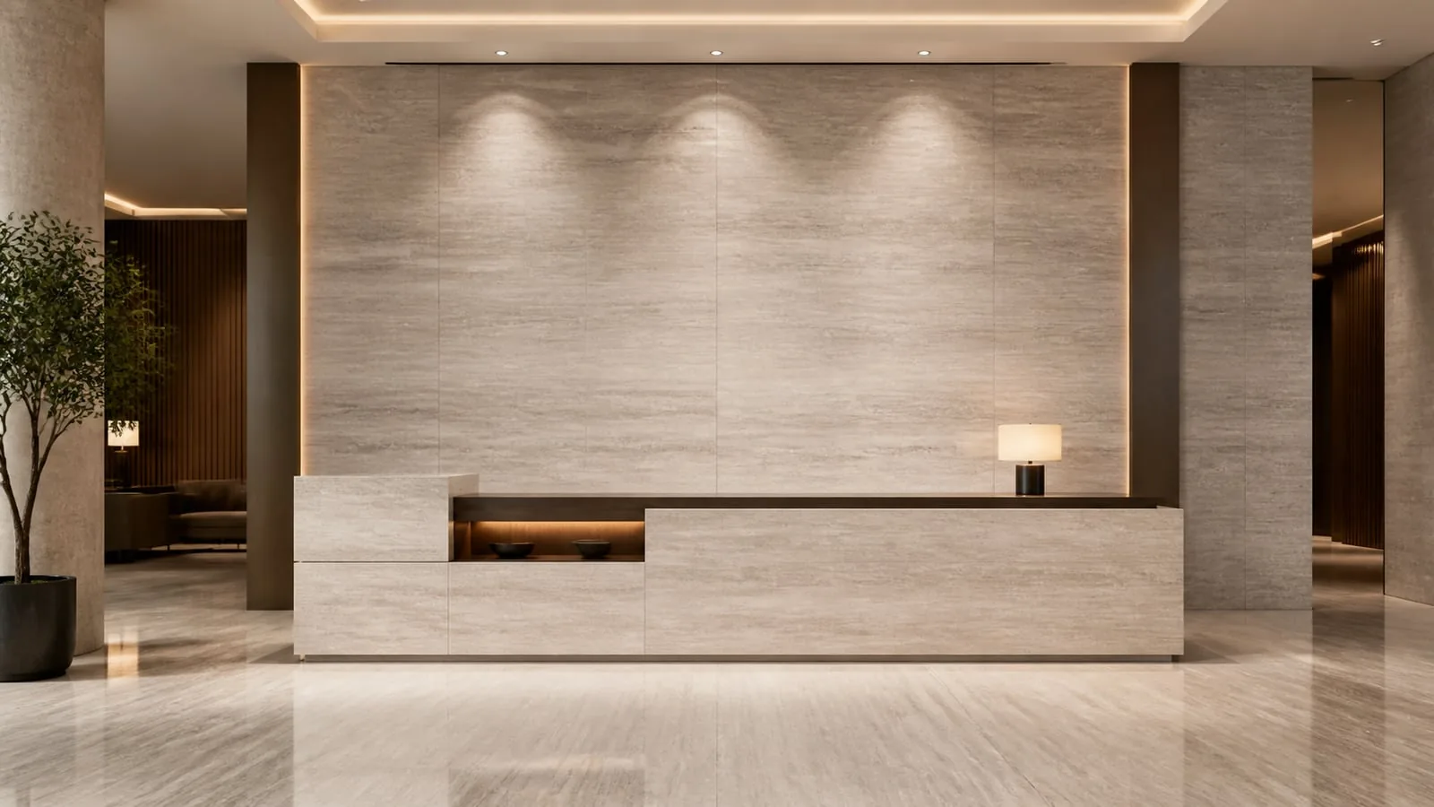 Beige Limestone Travertine Sintered Stone Slab for Feature Walls thumbnail 5