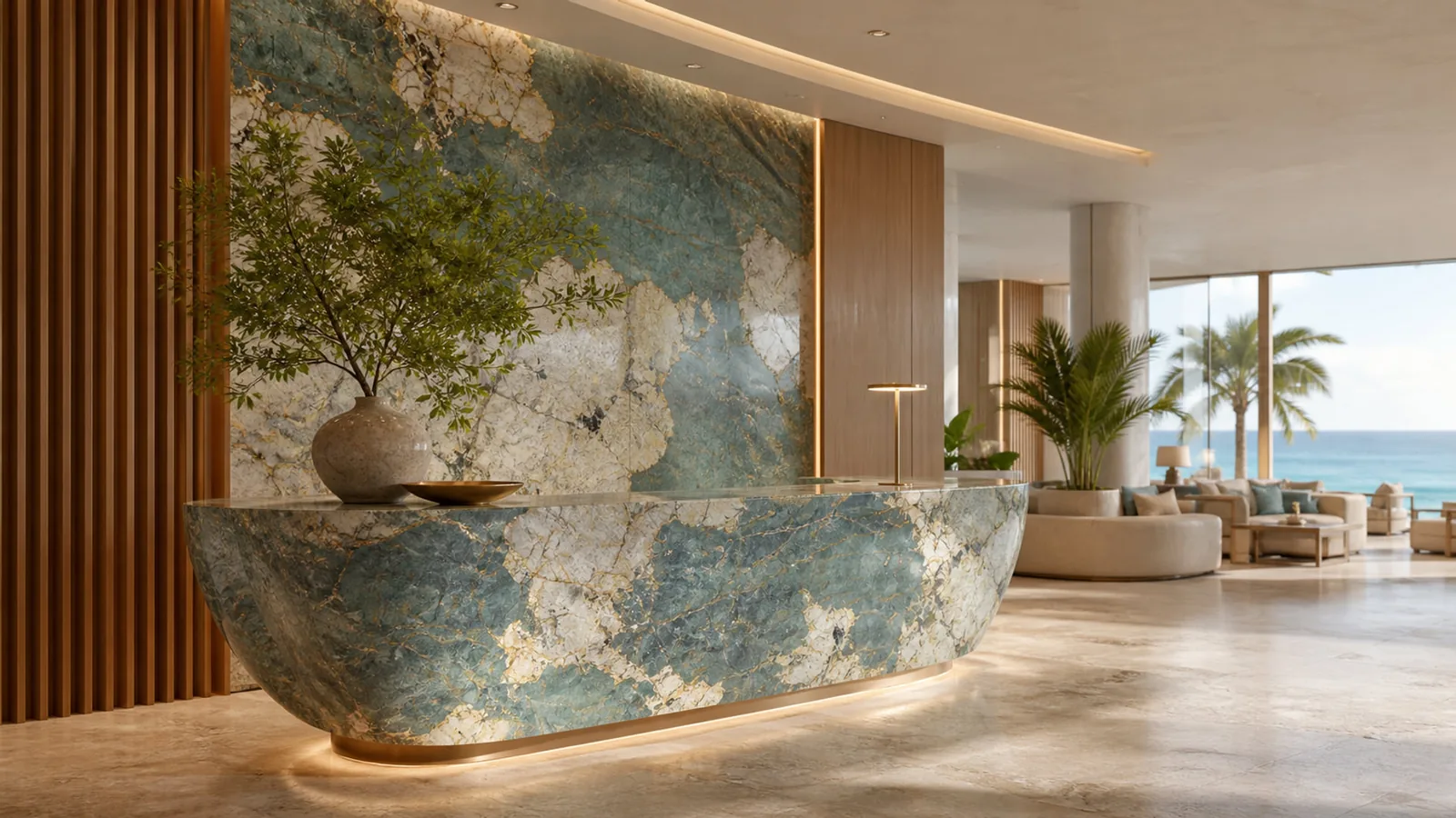 Aquamarine Green Patagonia Quartzite Sintered Stone Slab for Feature Wall thumbnail 5