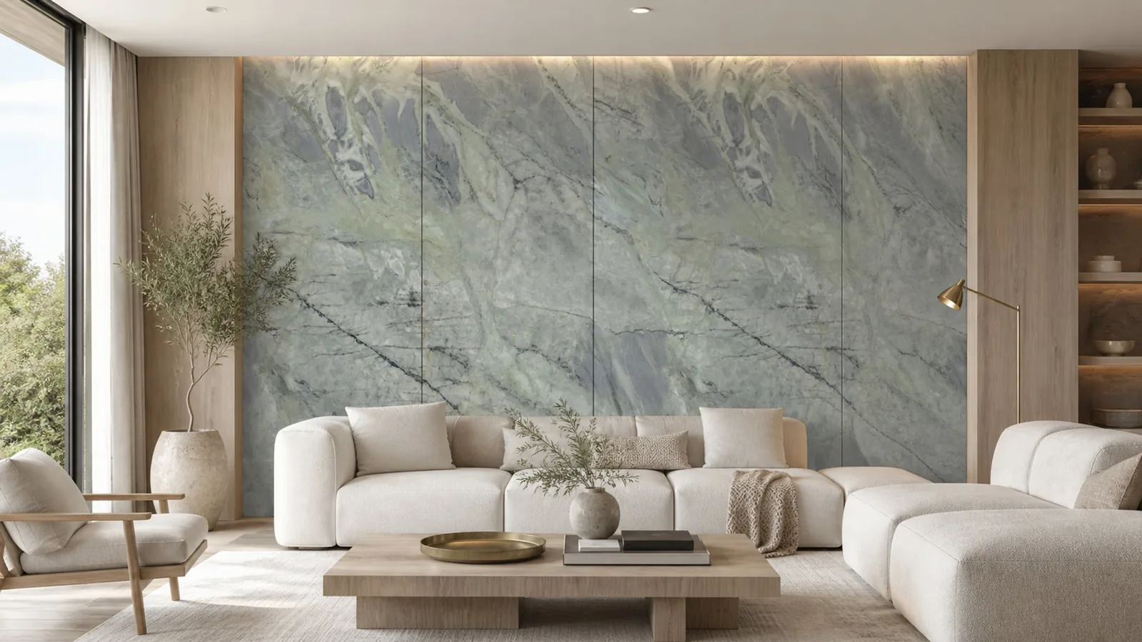 Pale Celadon Green Wonderland Marble Sintered Stone Slab for Spa Bathroom thumbnail 5