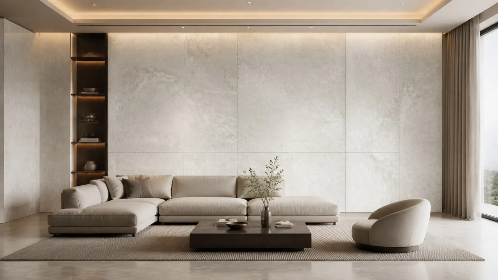 White Iranian White Travertine Sintered Stone Slab Feature Wall Cladding thumbnail 4