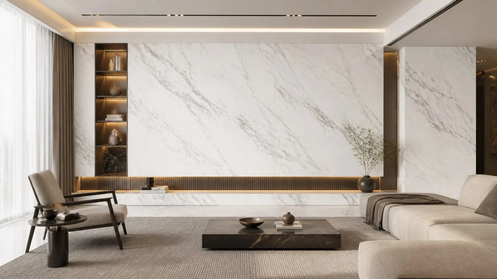 White Carrara White Sintered Stone Slab Feature Wall Cladding 1800x900x6mm thumbnail 4