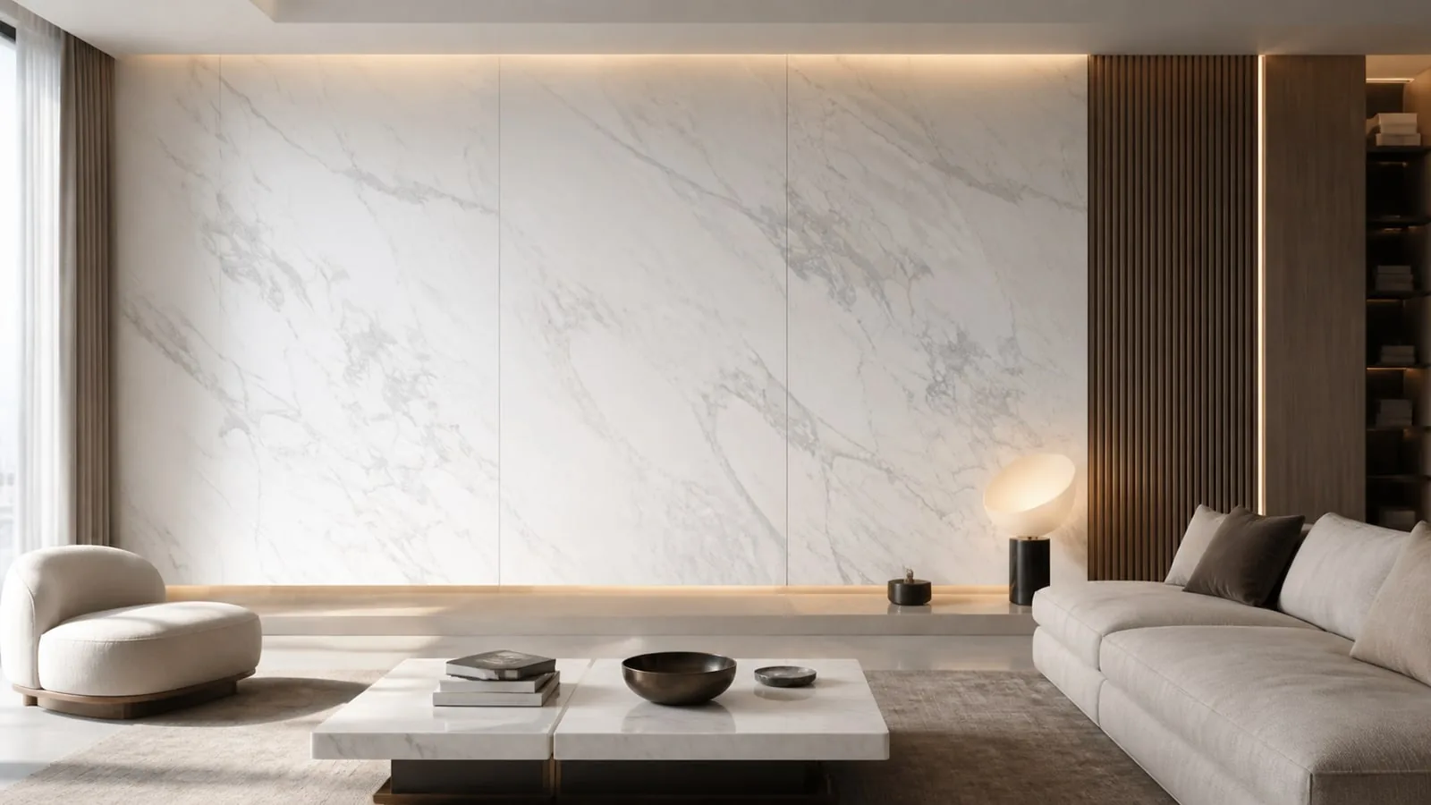 White Carrara White Sintered Stone Slab Feature Wall Cladding 1800x900x12mm thumbnail 4