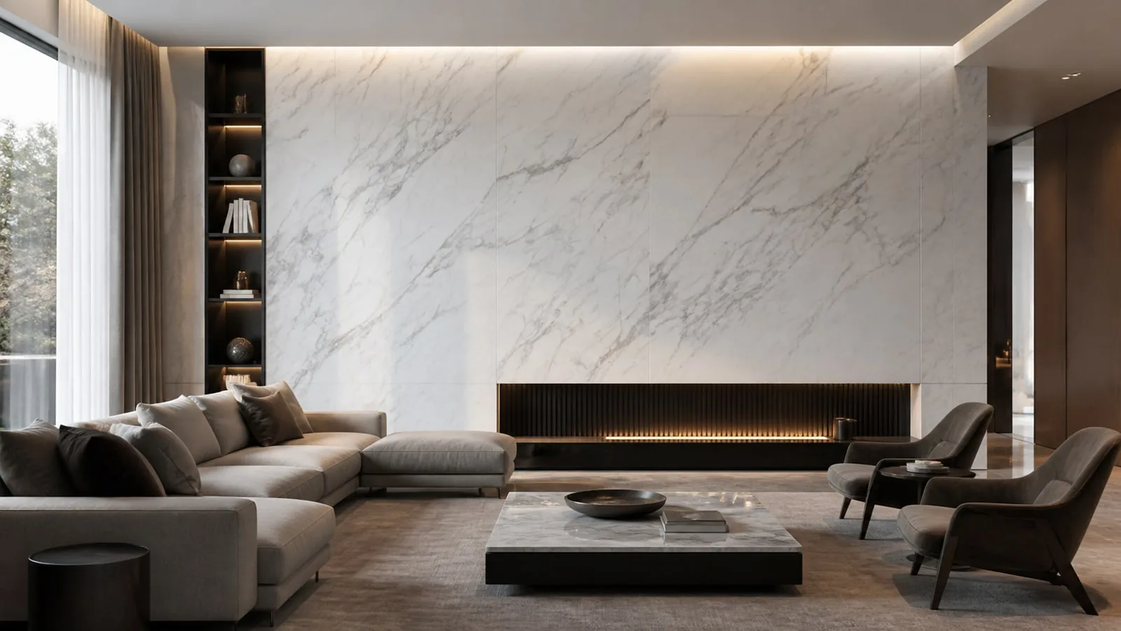 White Carrara White Sintered Stone Slab Feature Wall Cladding 3200x1600x12mm thumbnail 4