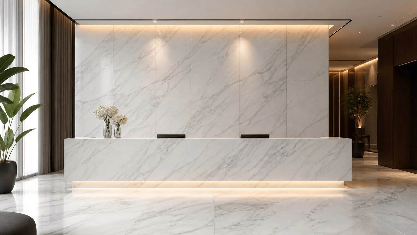 White Carrara White Sintered Stone Slab Feature Wall Cladding 3200x1600x12mm thumbnail 5