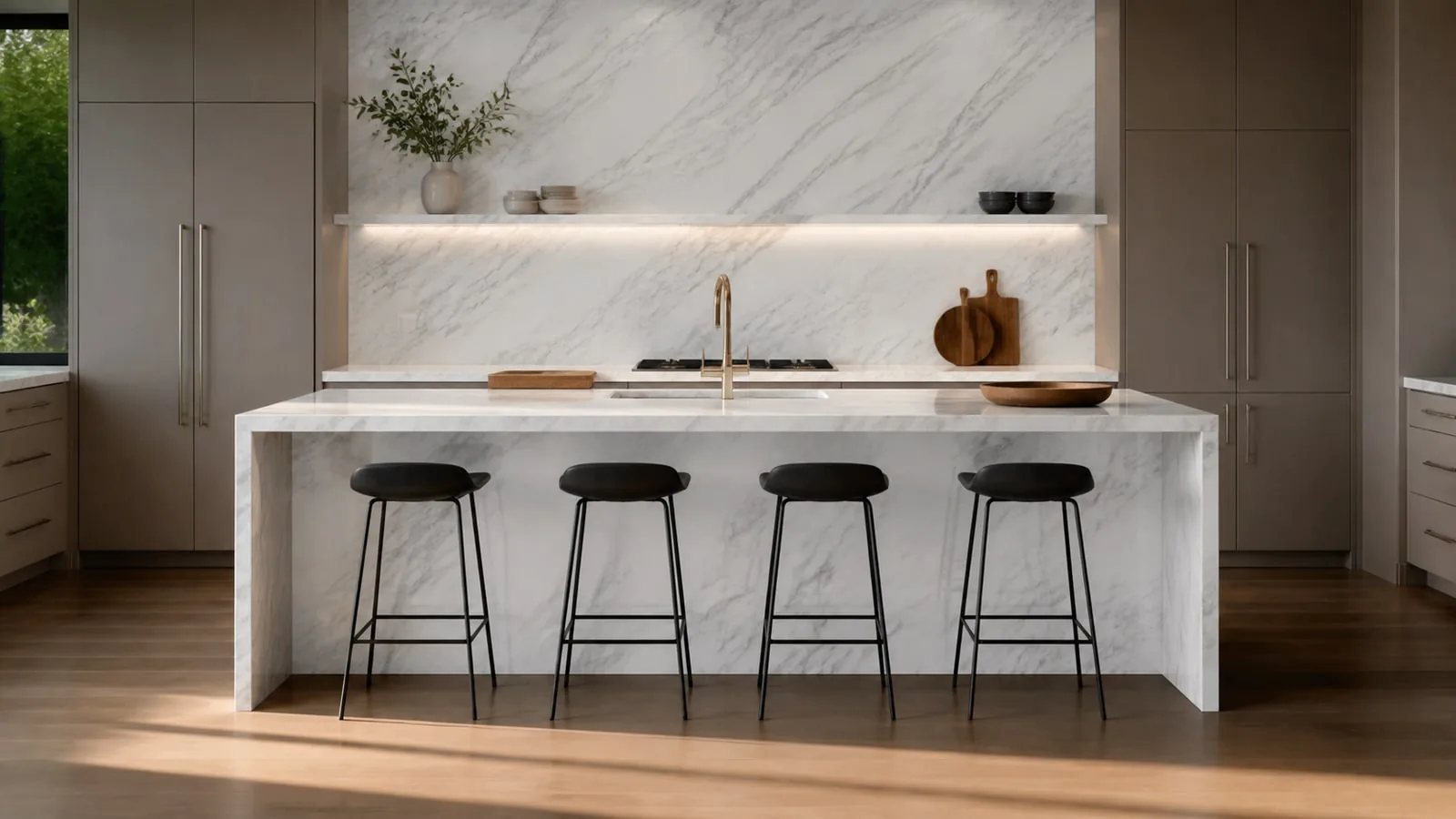 White Carrara White Sintered Stone Slab Kitchen Countertops thumbnail 4
