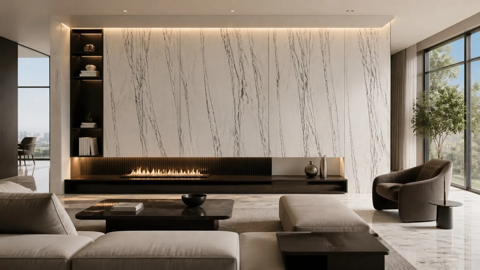 Ivory White Pearl Deluxe White Sintered Stone Slab Feature Wall Cladding thumbnail 4