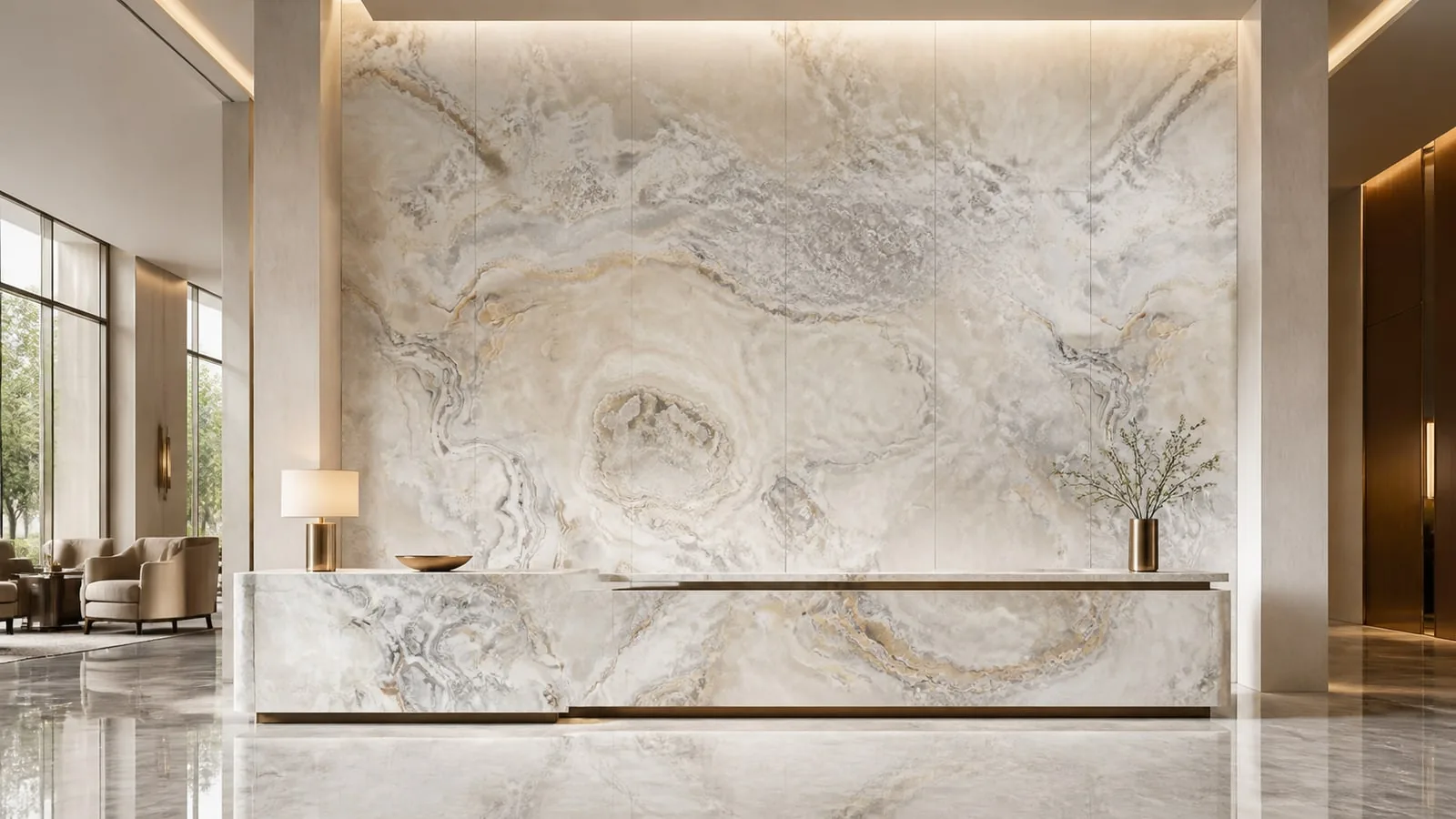Ivory White Cosmic Ivory Sintered Stone Slab Feature Wall Cladding thumbnail 5