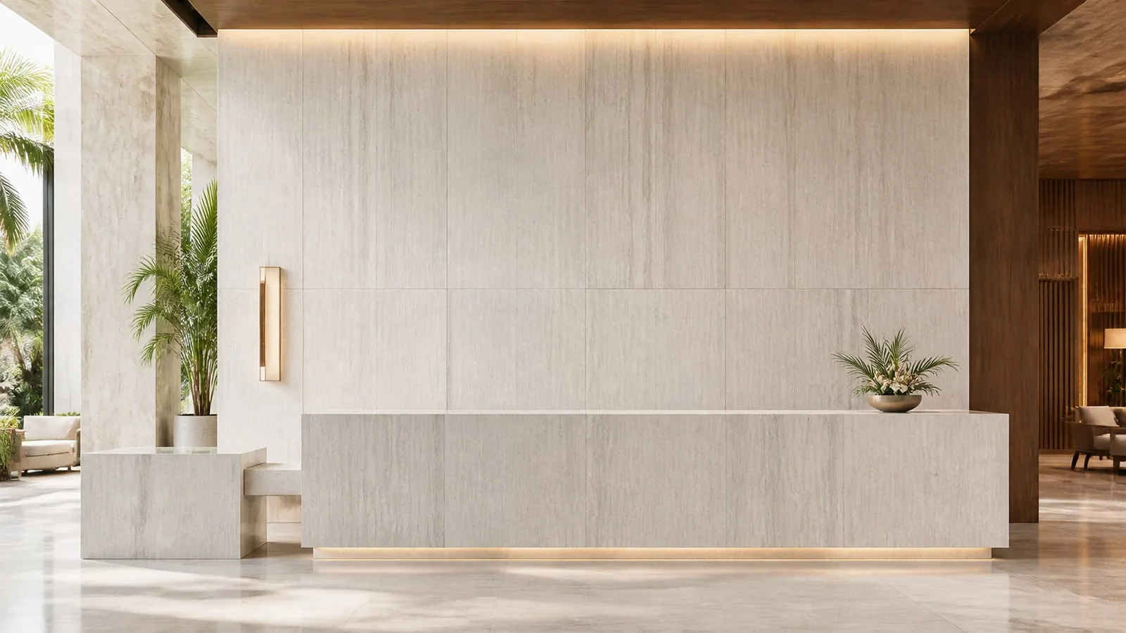 Ivory White Limestone Travertine Ivory Sintered Stone Slab Feature Wall Cladding thumbnail 5