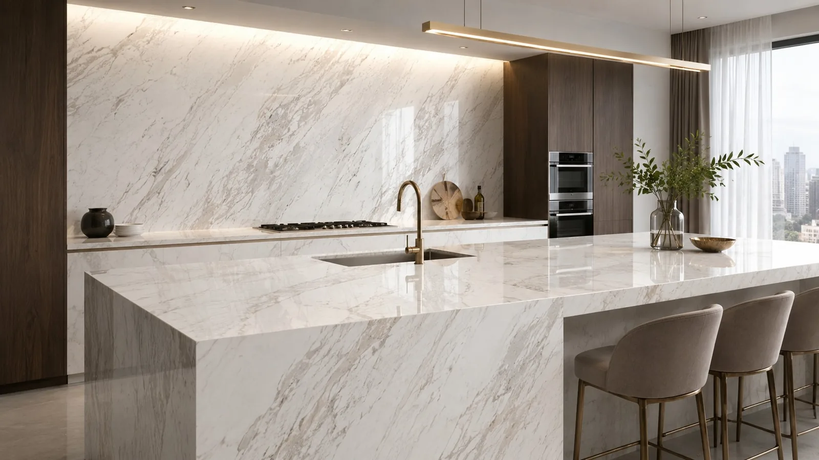 Ivory marble tiles for kitchen application thumbnail 4