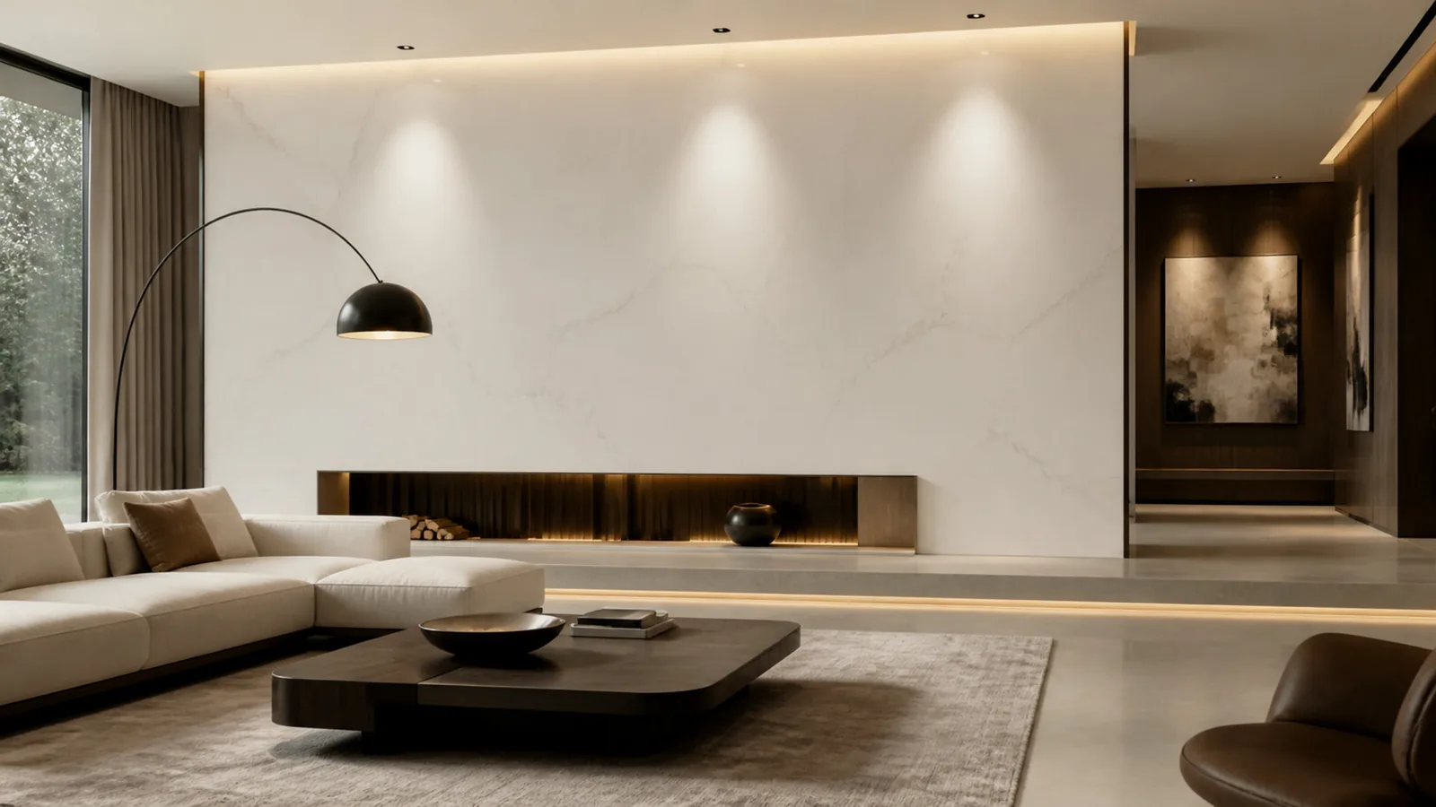 White Soft White Mist Vein Recycled Marble Sintered Stone Slabs for Interior Wall Cladding thumbnail 4