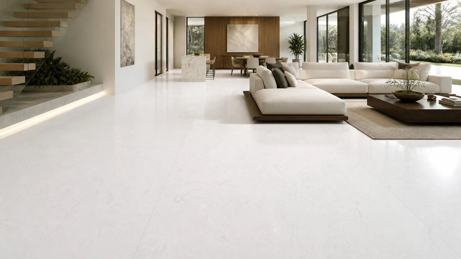 White Pearl White Feather Cloud Recycled Marble Sintered Stone Slabs for Luxury Villa Flooring thumbnail 3