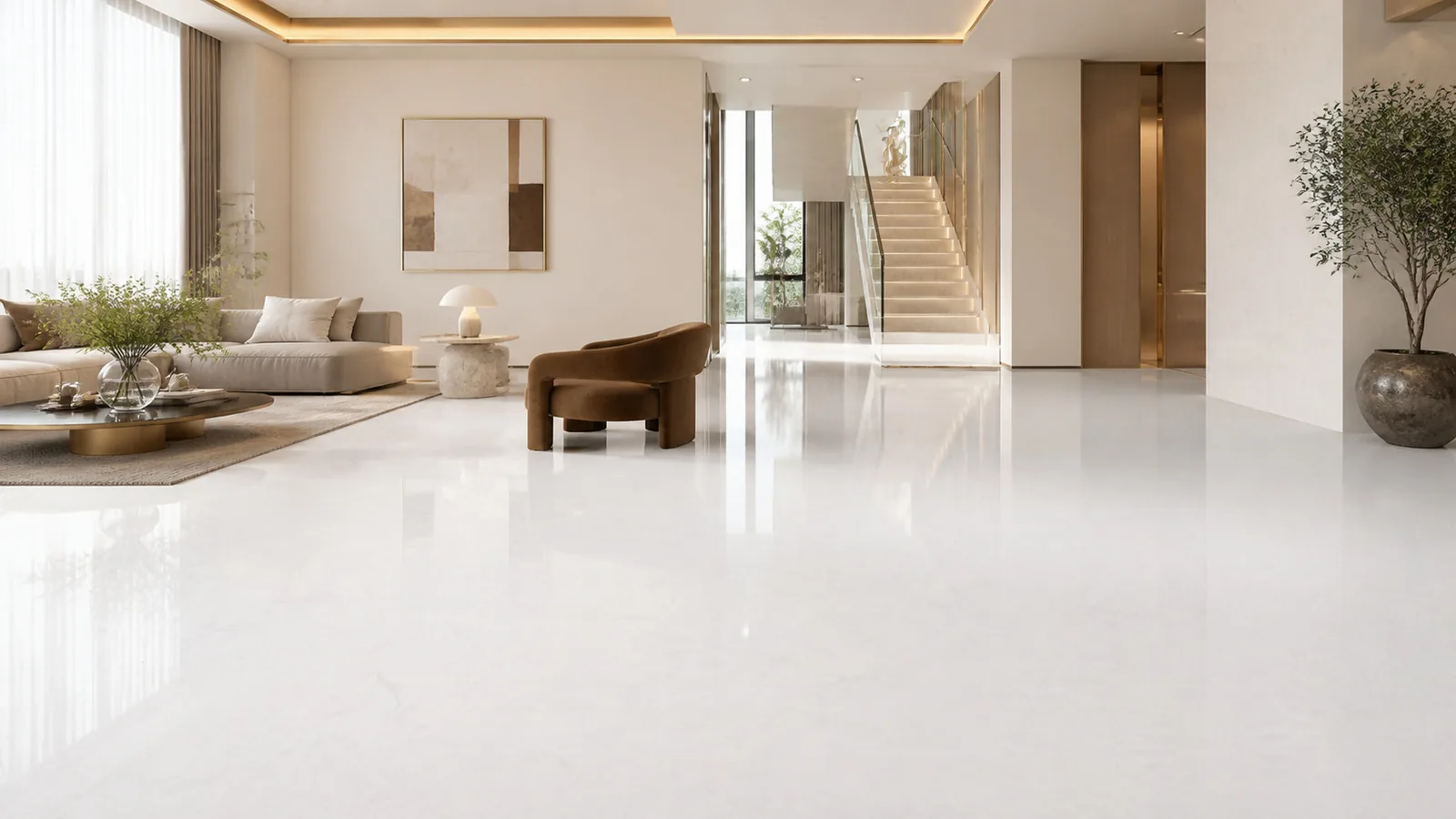 White Pearl White Feather Cloud Recycled Marble Sintered Stone Slabs for Luxury Villa Flooring thumbnail 4